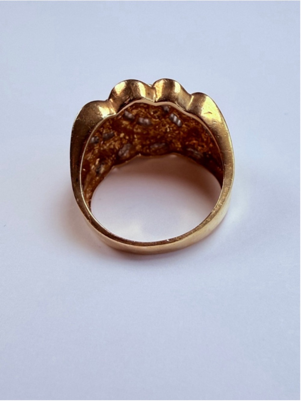 14K Solid Yellow Gold Diamond Baguette William Loeb Vintage Braided Domed Ring - Picture 6 of 13